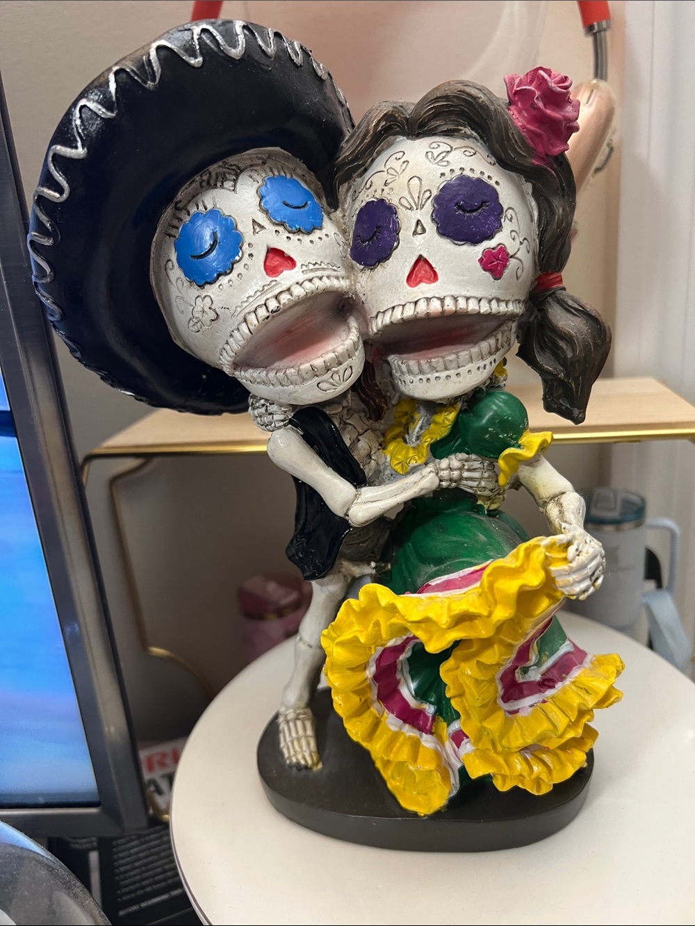 Dia de los Muertos Dancing Skeleton Couple Figurine - Colorful